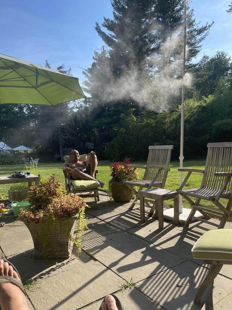 Mr Patio Mister cooling a real backyard